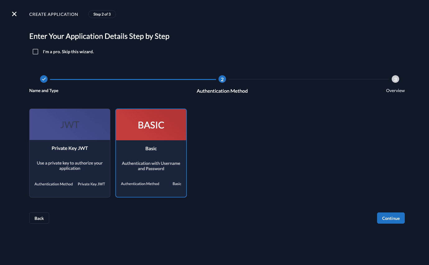 Create app in management console